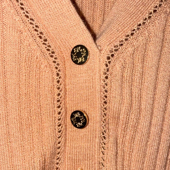 White House Black Market Ribbed V-Neck Blouse - Peach - Picture 5 of 5